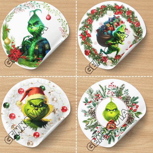 4 FUNNY GRINCH STICKERS