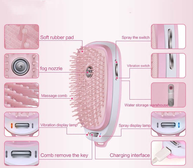 Electric Head Massage Comb Steam Anti-static Hair Care Lithium Battery