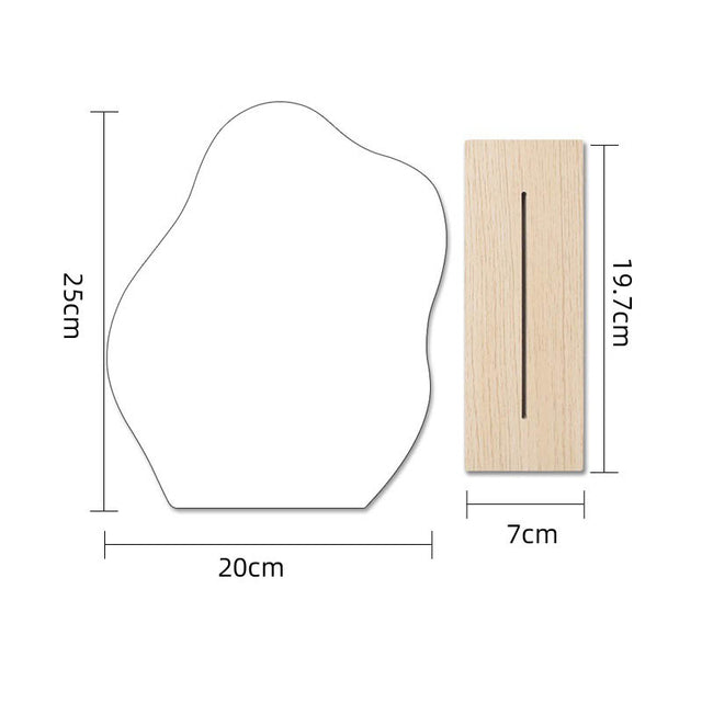 Irregular Acrylic Makeup Mirror with Wooden Base