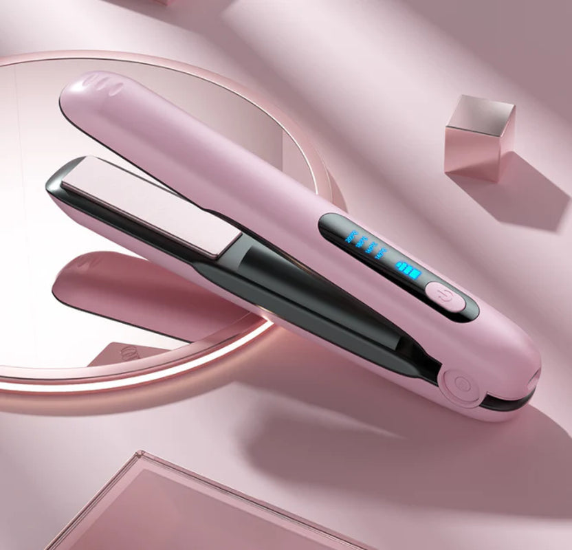 Wireless Hair Straightener Flat Iron Mini 2 in 1 Roller USB 5000Mah Max 200 Degree Portable Cordless Curler 4 Levels Dry and Wet Uses